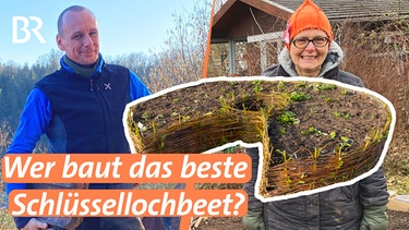 Ein Schlüssellochbeet ist ein Hochbeet mit integriertem Kompost, mit dem man Wasser und Dünger sparen kann und das rückenschonendes Arbeiten ermöglicht.  | Bild: BR