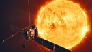 Künstlerische Darstellung der NASA: Raumsonde Solar Orbiter vor der Sonne | Bild: picture alliance/ESA/ATG Medialab/NASA/dpa
