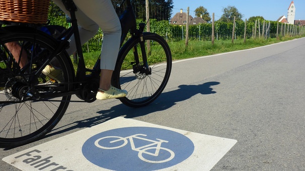 Eine Radlerin befährt eine ausgewiesene Fahrradstraße | Bild: mauritius images / Udo Bernhart