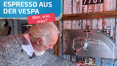 Manfred mit einer selbstgebauten Espressomaschine  | Bild: Andreas Weindl