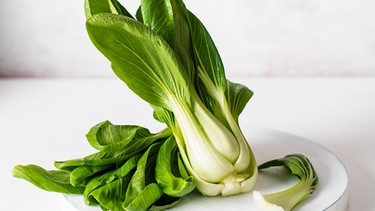 Pak Choi auf einem weißen Brett. | Bild: mauritius images / foodcollection / Magdalena Hendey