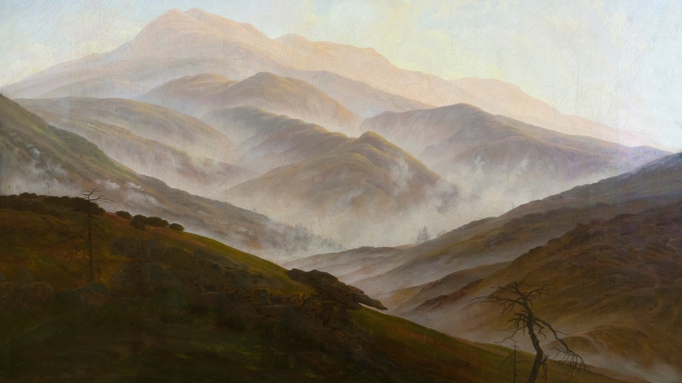 Caspar David Friedrich, "Riesengebirgslandschaft mit aufsteigendem Nebel", um 1820. Öl auf Leinwand, Neue Pinakothek | Bild: picture-alliance/dpa; Peter Barritt / Avalon