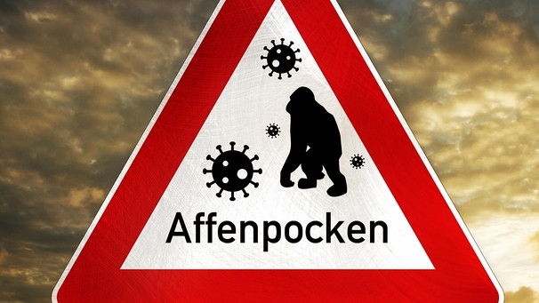 Symbolisches Warnschild: Affenpocken | Bild: picture-alliance/dpa