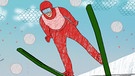 Illustration Kalenderblatt: Neue Skisprungschanze für Sachsen  | Bild: BR/ Angela Smets