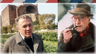 Zwei ganz unterschiedliche Ausnahmekünstler schrieben sich über zwei Jahrzehnte lang Briefe: Federico Fellini (links) sowie Georges Simenon, der Erfinder von Kommissar Maigret. | Bild: picture-alliance/dpa/Christian Pfefferle