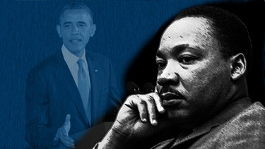 Illu: Martin Luther King, Obama | Bild: picture-alliance/dpa; Montage: BR