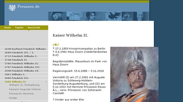 Screenshot von preussen.de | Bild: Haus Hohenzollern