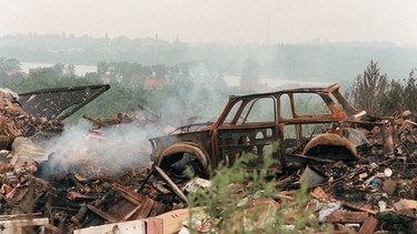 Blick auf die Mülldeponie Glindow im Bezirk Potsdam, aufgenommen im September 1990. | Bild: picture-alliance / dpa | DB