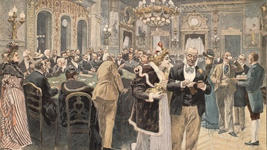 "Im Spielsaal von Monaco". - Farbholzstich, um 1893, nach Aquarell von A. Parys | Bild: picture-alliance / akg-images 