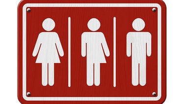 Piktogramme für Toilettenschilder für drei Geschlechter. | Bild: stock.adobe.com/ Karen Roach