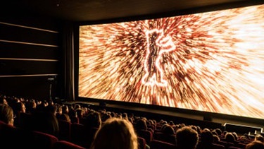 Auf der Berlinale - Symbolbild (Vollbesetzter Kinosaal, Berlinale-Bär auf der Leinwand) | Bild: Daniel Seiffert Berlinale2018