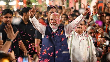 Prime Minister Narendra Modi Joins Victory Celebrations At BJP Headquarters In New Delhi After Lok Sabha 2024 Results | Bild: dpa-Bildfunk