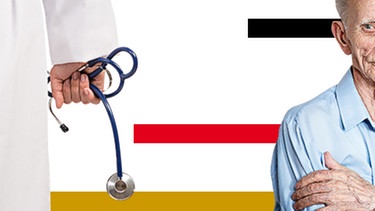 Ausschnitt eines Krankenpflegers und Seniors, die sich voneinander wegbewegen | Bild: colourbox.com; Montage: BR