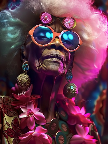 Afrofuturism Nana im Disco-Look - KI-Bild der KI-Künstlerin Dr. Sam Martin | Bild: Afrofuturism Nana im Disco-Look - KI-Bild der KI-Künstlerin Dr. Sam Martin