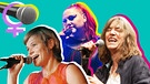 The Gossip, Patti Smith und The Lassie Singers auf einer bunten Collage. | Bild: Picture Alliance