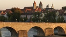 Bayerische Landesausstellung: Die Steinerne Brücke über die Donau und die Regensburger Altstadt-Silhouette  | Bild: www.altrofoto.de