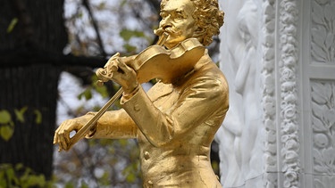 Wien: Das Johann-Strauss-Denkmal im Wiener Stadtpark, geschaffen von Künstler Edmund von Helmer. Wien widmet dem 200. Geburtstag von Walzerkönig Johann Strauss 2025 ein eigenes Festjahr.  | Bild: dpa-Bildfunk/Helmut Fohringer