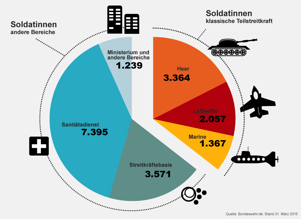Soldatinnen Infografik Frauen Bei Der Bundeswehr Nach Bereichen 