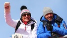 Rosi Mittermaier und Christian Neureuther als Zuschauer bei den Olympischen Spielen 2014 in Sotschi | Bild: picture-alliance-dpa-Michael Kappeler