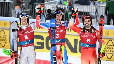 Henrik Kristoffersen, Clement Noel und Loic Meillard (v.l.n.r.) | Bild: picture-alliance/dpa