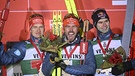 Die Nordischen Kombinierer Julian Schmid, Johannes Rydzek und Vinzenz Geiger (v.l.) | Bild: picture-alliance/dpa