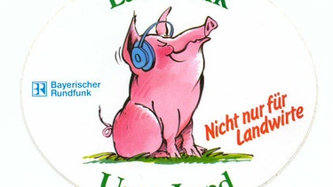 Aufkleber von Landfunk und Unser Land, 1987 | Bild: BR/Historisches Archiv, Lindinger
