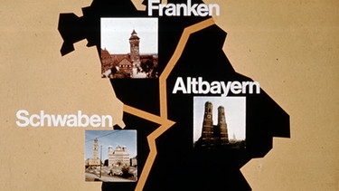 Schautafel mit den drei bayerischen Regionen | Bild: BR/Unternehmensarchiv